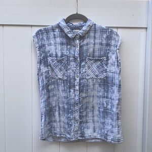 love FIRE FLANNEL Blue Denim Acid-Washed Look Top Sz:Medium to Large SUPER SOFT!